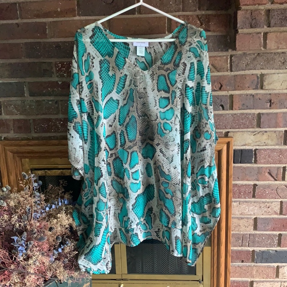 Aqua snakeskin print poncho